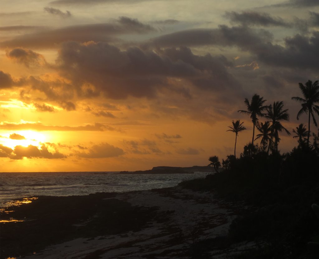 Golden sunset on a Bahamas beach